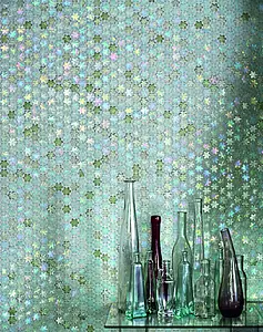 Mosaic tile, Effect mother-of-pearl, Color grey, Glass, 29.3x31.6 cm, Finish antislip