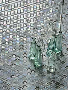 Mosaic tile, Effect mother-of-pearl, Color green, Glass, 29.3x31.6 cm, Finish antislip