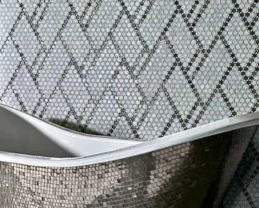 Mosaik flise, Effekt perlemor, Farve grå, Glas, 29.3x31.6 cm, Overflade skridsikker