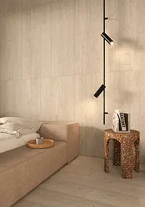 Grundflise, Effekt træ, Farve beige,grå, Glaseret porcelænsstentøj, 20x119.8 cm, Overflade mat