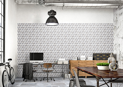 Atelier Porcelain Tiles produced by Sintesi Ceramica, Concrete effect, faux encaustic tiles