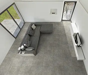 Grundflise, Effekt beton, Farve grå, Uglaseret porcelænsstentøj, 60.4x60.4 cm, Overflade skridsikker