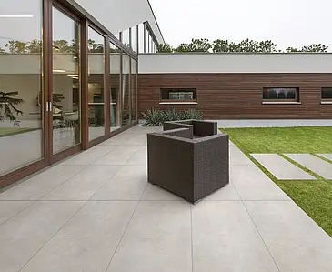 Grundflise, Effekt beton, Farve grå, Uglaseret porcelænsstentøj, 60.4x120.8 cm, Overflade skridsikker