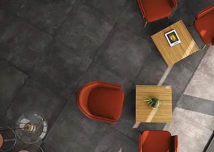 Basistegels, Effect betonlook, Kleur zwarte, Ongeglazuurd porseleinen steengoed, 80.2x80.2 cm, Oppervlak mat