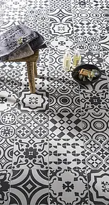 Background tile, Effect faux encaustic tiles,concrete, Color black & white, Style patchwork, Unglazed porcelain stoneware, 20x20 cm, Finish matte