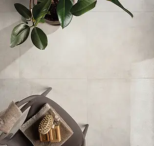 Background tile, Effect concrete, Color white, Unglazed porcelain stoneware, 80.2x80.2 cm, Finish semi-polished