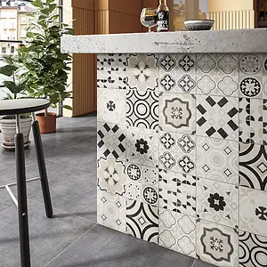 Background tile, Effect concrete, Color black, Unglazed porcelain stoneware, 60x60 cm, Finish matte