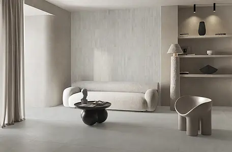 Background tile, Effect concrete, Color white, Glazed porcelain stoneware, 5x30 cm, Finish antislip