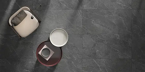 Background tile, Effect other stones, Color black, Unglazed porcelain stoneware, 60x119.8 cm, Finish antislip