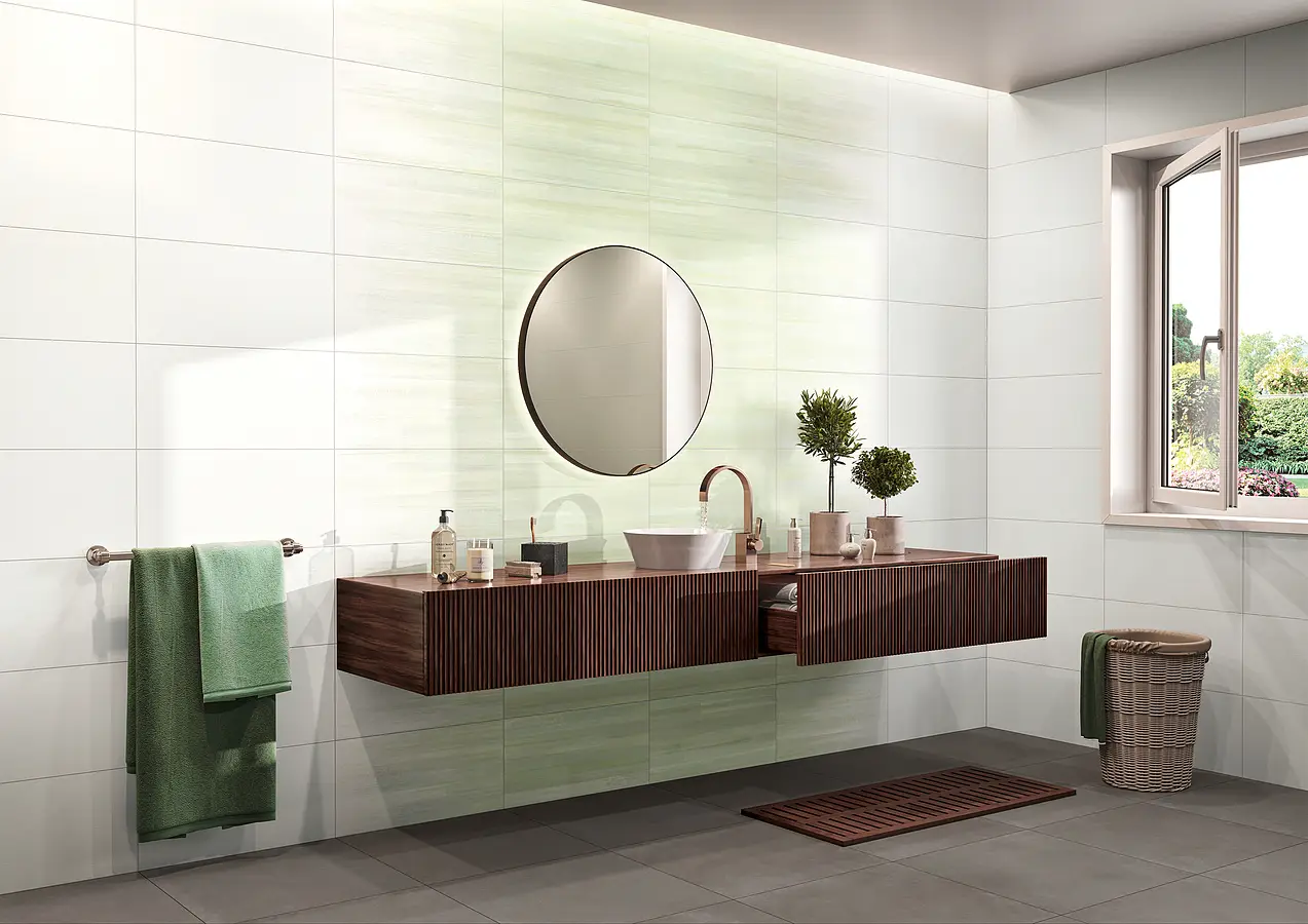 Background tile, Color green, Ceramics, 30x60 cm, Finish matte