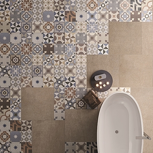 Casablanca Porcelain Tiles produced by Steuler Design, Style patchwork, faux encaustic tiles