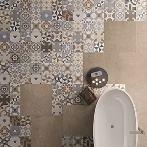 Background tile, Effect faux encaustic tiles, Color beige, Style patchwork, Glazed porcelain stoneware, 25x25 cm, Finish antislip