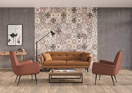 Background tile, Effect faux encaustic tiles, Color beige, Style patchwork, Glazed porcelain stoneware, 25x25 cm, Finish antislip