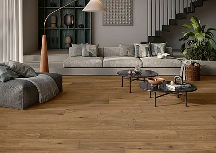Carrelage, Effet bois, Teinte brune, Grès cérame non-émaillé, 25x150 cm, Surface antidérapante