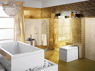 Mosaic tile, Effect gold and precious metals, Color yellow, Glazed porcelain stoneware, 30x30 cm, Finish matte