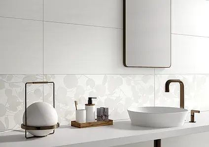 Decoratief element, Kleur witte, Geglazuurde porseleinen steengoed, 35x100 cm, Oppervlak mat