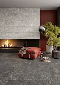 Background tile, Effect other stones, Color black, Unglazed porcelain stoneware, 120x120 cm, Finish antislip