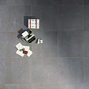 Piastrella di fondo, Effetto cemento, Colore nero, Gres porcellanato non smaltato, 75x75 cm, Superficie antiscivolo