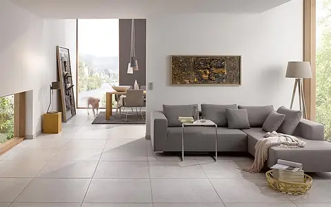Grundflise, Effekt beton, Farve grå, Uglaseret porcelænsstentøj, 75x75 cm, Overflade skridsikker