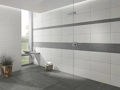 Background tile, Effect unicolor, Color grey,white, Ceramics, 30x60 cm, Finish matte