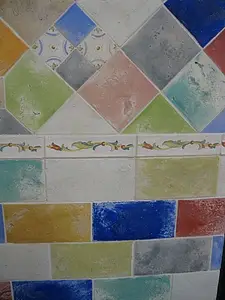 Azulejo de fundo, Cor branco, Estilo artesanal, Cerâmica, 15x15 cm, Superfície mate