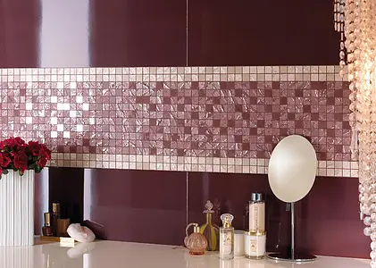Farbe beige, Mosaik, Glasiertes Feinsteinzeug, 30x30 cm, Oberfläche glänzende