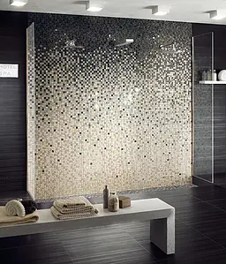 Farbe beige,graue,schwarze, Mosaik, Glasiertes Feinsteinzeug, 30x180 cm, Oberfläche glänzende