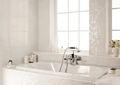 Farbe weiße, Mosaik, Glasiertes Feinsteinzeug, 30x30 cm, Oberfläche glänzende