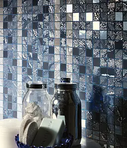 Farbe blaue, Mosaik, Glasiertes Feinsteinzeug, 30x30 cm, Oberfläche glänzende