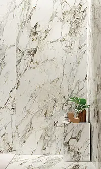 Background tile, Effect stone,other marbles, Color white, Glazed porcelain stoneware, 120x278 cm, Finish polished