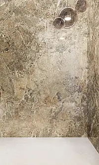 Effekt sten, Farve brun, Grundflise, Glaseret porcelænsstentøj, 120x278 cm, Overflade poleret