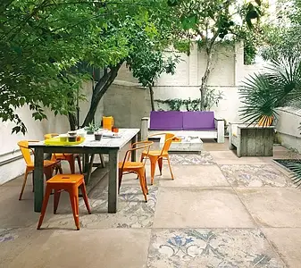 Background tile, Effect terracotta, Color beige, Glazed porcelain stoneware, 90x90 cm, Finish antislip