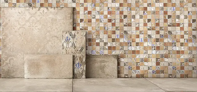 Background tile, Effect terracotta, Color beige, Glazed porcelain stoneware, 90x90 cm, Finish matte