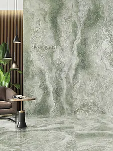 Background tile, Effect onyx, Color green, Glazed porcelain stoneware, 120x280 cm, Finish polished