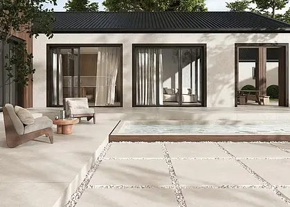 Background tile, Effect limestone, Color beige, Unglazed porcelain stoneware, 100x100 cm, Finish antislip
