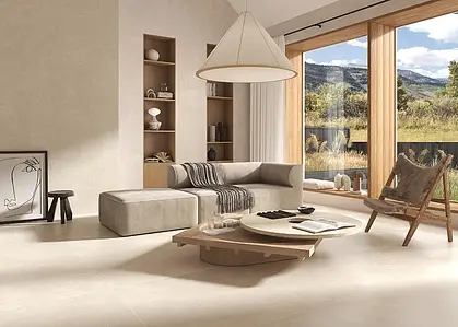 Background tile, Effect limestone, Color beige, Unglazed porcelain stoneware, 100x100 cm, Finish antislip