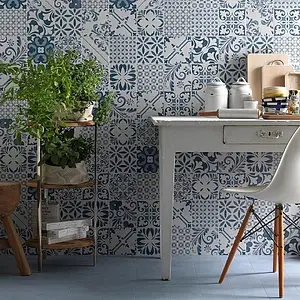 Background tile, Color navy blue, Style patchwork, Glazed porcelain stoneware, 15x15 cm, Finish antislip