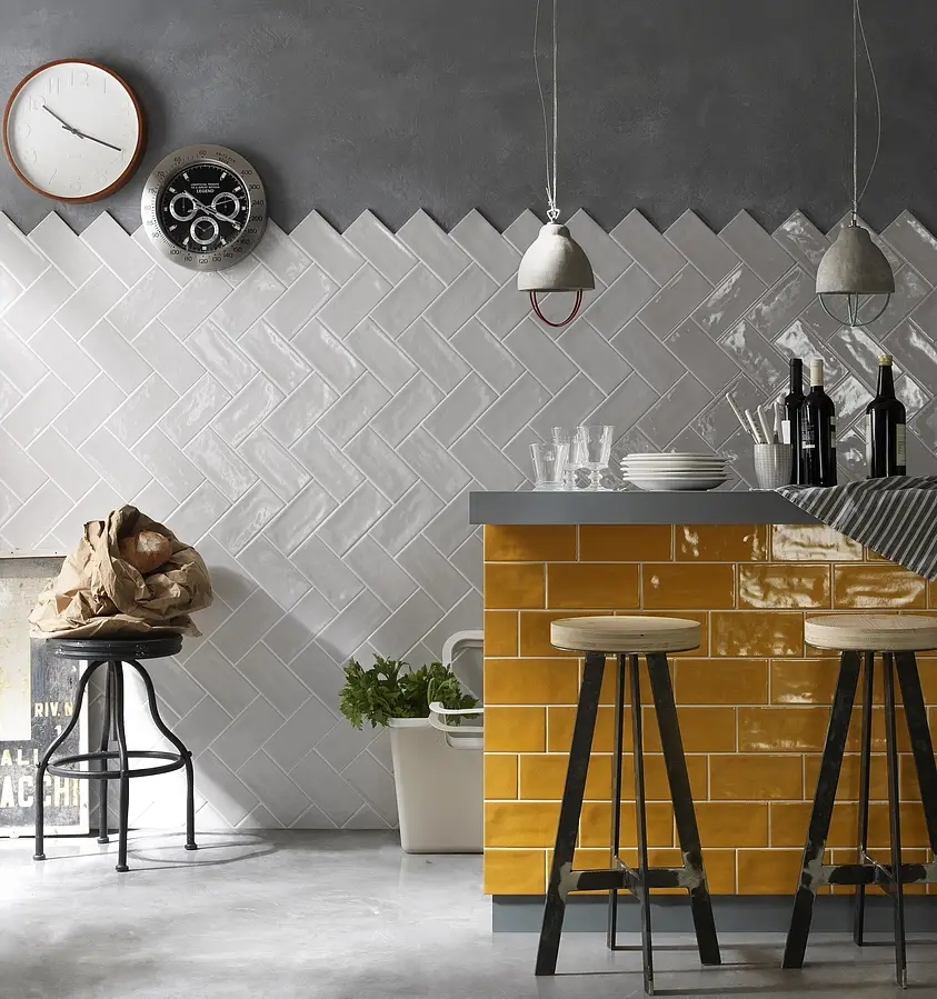Background tile, Effect crackle glaze, Color orange, Ceramics, 10x20 cm, Finish glossy
