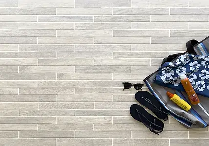 Background tile, Effect wood, Color white, Glazed porcelain stoneware, 4.7x37.5 cm, Finish matte