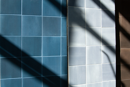 Azulejo de fundo, Efeito unicolor, Cor azul céu, Grés porcelânico vidrado, 11.5x11.5 cm, Superfície antiderrapante