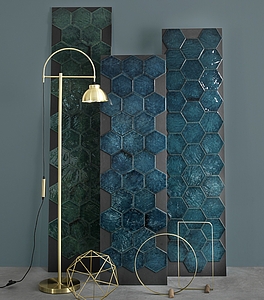 Background tile, Color navy blue, Ceramics, 16.2x18.5 cm, Finish glossy