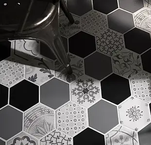 Background tile, Effect unicolor, Color black, Glazed porcelain stoneware, 15x17.1 cm, Finish matte