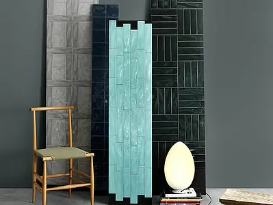 Taustalaatta, Teema yksivärinen, Väri vihreä väri, Keramiikka, 6.2x25 cm, Pinta kiiltävä