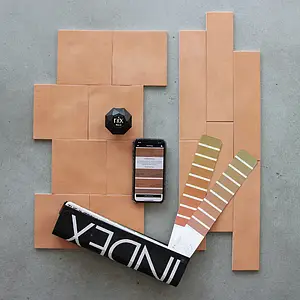Background tile, Effect unicolor, Color brown,orange, Ceramics, 12.4x12.4 cm, Finish matte