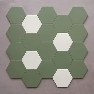 Background tile, Effect unicolor, Color green, Glazed porcelain stoneware, 14x16 cm, Finish matte