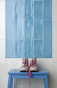 Background tile, Effect unicolor, Color white, Ceramics, 10x40 cm, Finish glossy