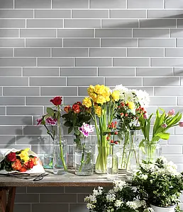 Background tile, Effect unicolor, Color grey, Glazed porcelain stoneware, 6x24.6 cm, Finish matte