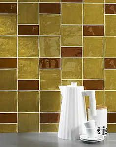 Background tile, Effect unicolor, Color brown, Style handmade, Glazed porcelain stoneware, 5.6x11.5 cm, Finish glossy