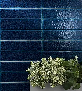 Background tile, Effect crackle glaze, Color navy blue, Ceramics, 10x40 cm, Finish glossy