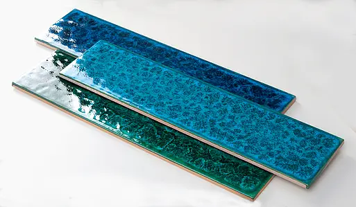 Bakgrunnsflis, Effekt left_menu_crackleur , Farge marineblå,himmelblå, Keramikk, 10x40 cm, Overflate glanset